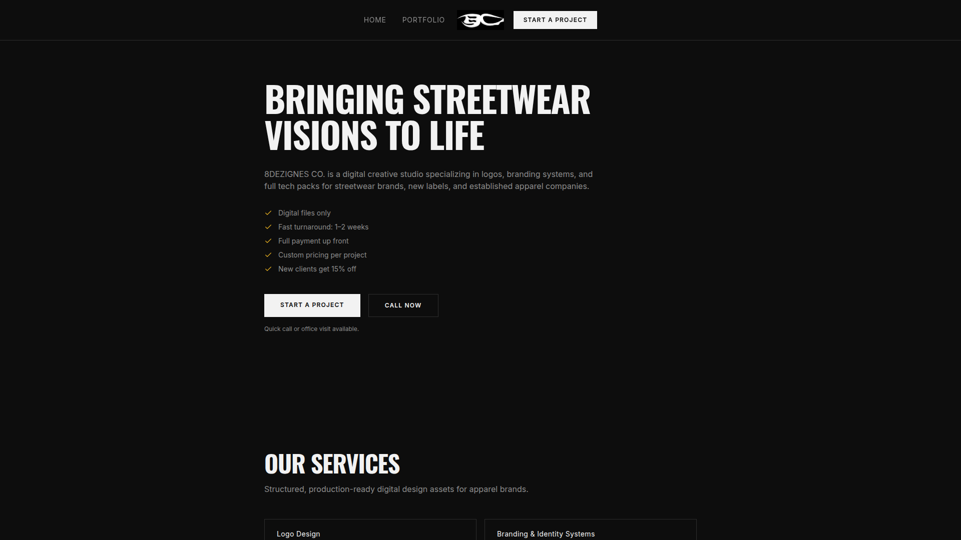 8Dezignes Co. website screenshot