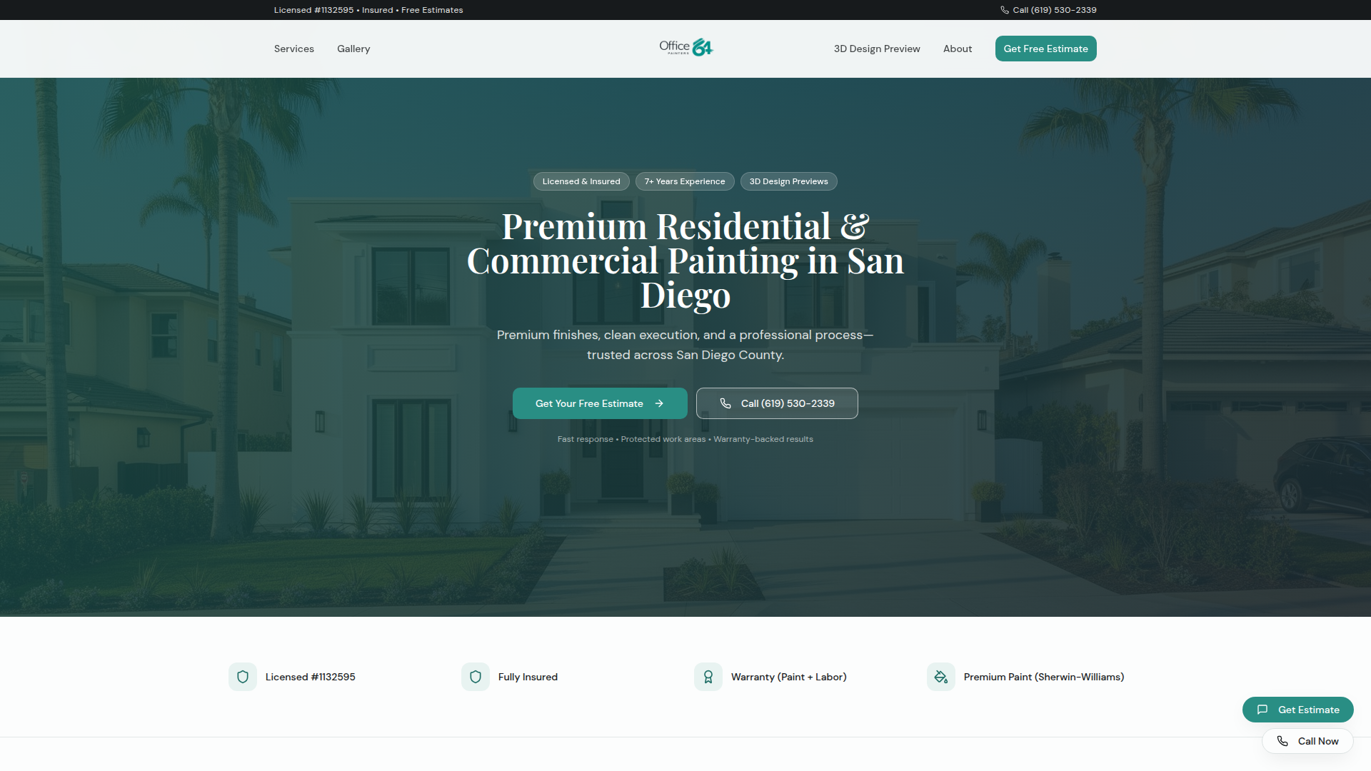 Office 64 Painters website screenshot