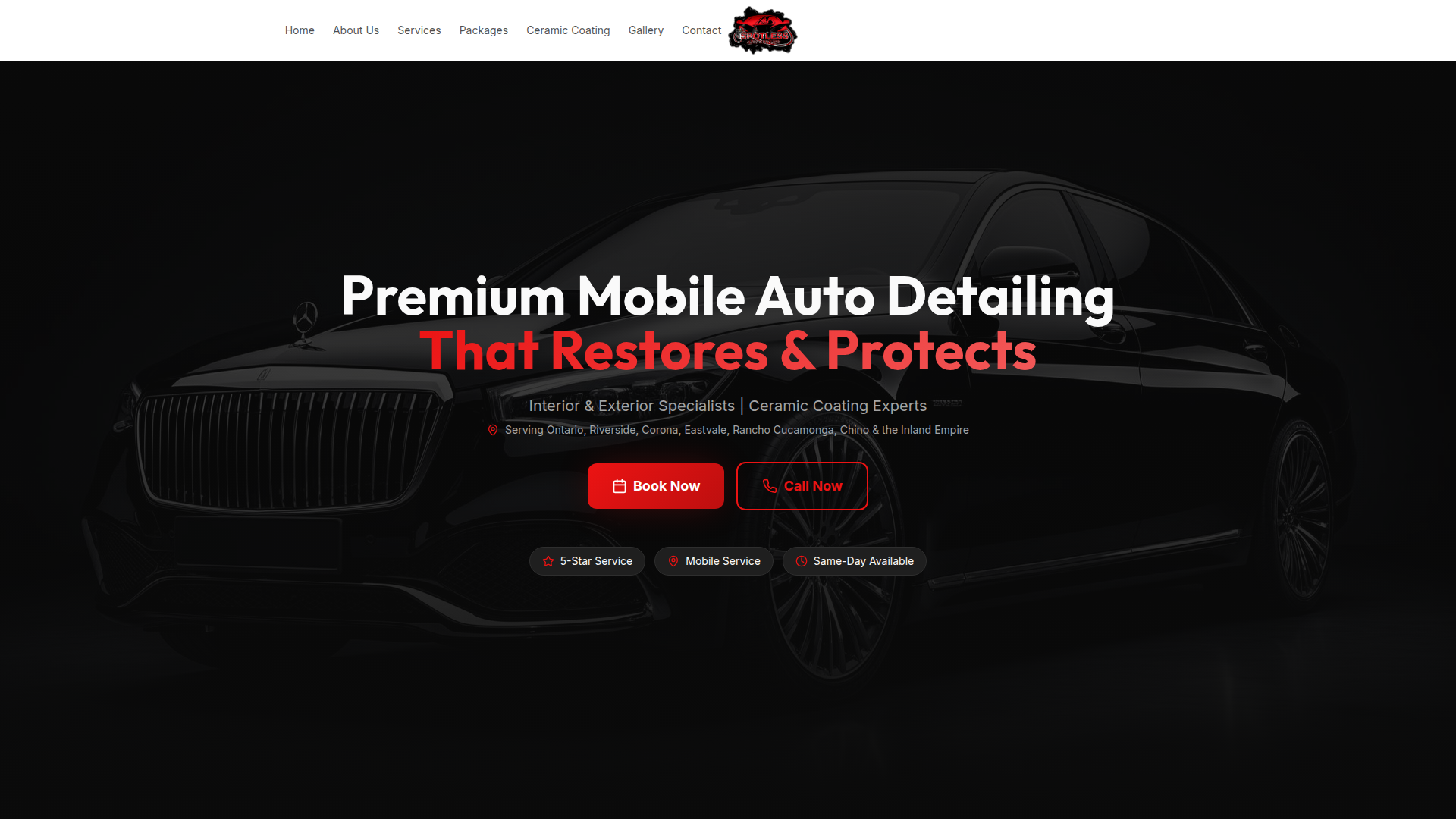Spotless Auto Detail'd website screenshot