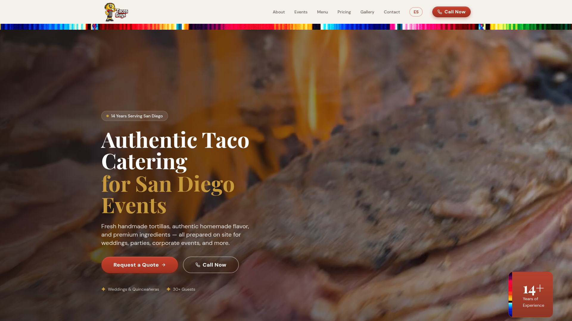 Tacos Guys Catering website screenshot